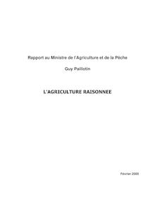 L agriculture raisonnée : rapport au ministre de l agriculture et de la pêche