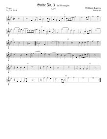 Partition ténor viole de gambe 2, octave aigu clef, Air et fantaisies pour 6 violes de gambe par William Lawes