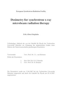 Dosimetry for synchrotron x-ray microbeam radiation therapy [Elektronische Ressource] / Erik Albert Siegbahn