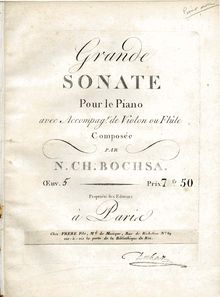 Partition flûte et partition de piano, Grand Sonata pour Piano et violon ou flûte, Op.5
