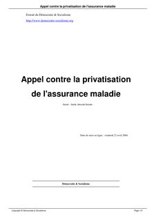 Appel contre la privatisation de l assurance maladie