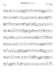 Partition viole de basse, 21 fantaisies pour aigu, aigu, basse violes de gambe par John Jenkins