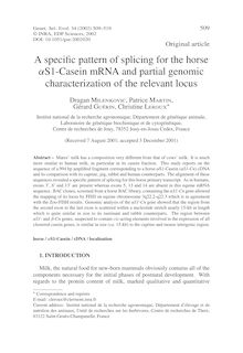 A specific pattern of splicing for the horse αS1-Casein mRNA and partial genomic characterization of the relevant locus