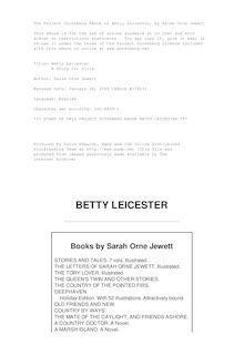 Betty Leicester - A Story For Girls