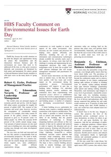 HBS Faculty Comment on Environmental Issues for Earth Day — HBS  Working Knowledge