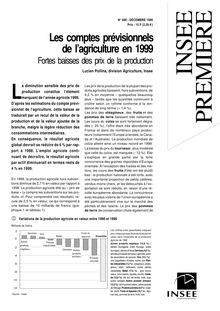 Les comptes prévisionnels de l'agriculture en 1999 - Fortes baisses des prix à la production