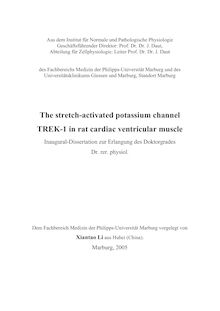 The stretch-activated potassium channel TREK-1 in rat cardiac ventricular muscle [Elektronische Ressource] / vorgelegt von Xiantao Li