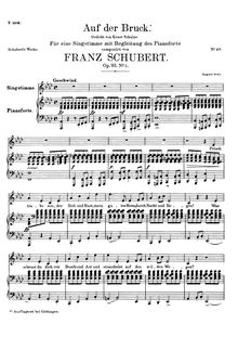 Partition 2nd version, original key (A♭ major), Auf der Bruck/Auf der Brücke par Franz Schubert