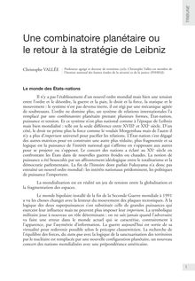 Une combinatoire planétaire ou le retour à la stratégie de Leibniz