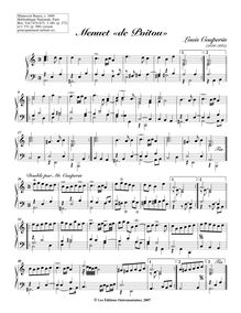 Partition Menuet «de Poitou» - Double par Mr. Couperin, Pièces de clavecin du manuscrit Bauyn