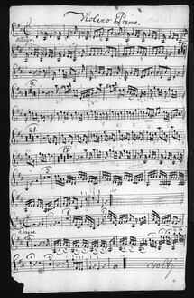Partition violons I, Concerto a 6, Gunnerus XM 57, D major, Ræhs, Christian par Christian Ræhs
