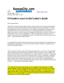 US leaders react to bin Laden's death