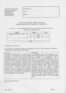 Gestion de projets 2006 Ingénierie et Management de Process Université de Technologie de Belfort Montbéliard