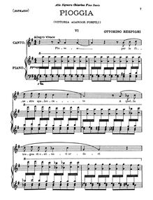 Partition complète (Soprano), 6 Liriche, Series 1, Respighi, Ottorino par Ottorino Respighi