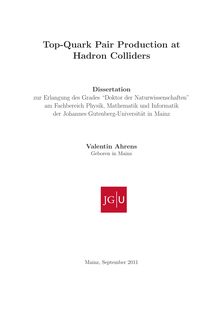 Top-quark pair production at hadron colliders [Elektronische Ressource] / Valentin Ahrens
