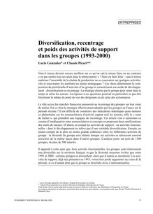 Diversification, recentrage et poids des activités de support dans les groupes (1993-2000) 