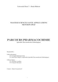 Un parcours « Pharmacochimie - GRILLE DE LECTURE DES PROJETS LMD