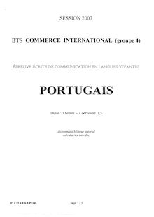 Portugais 2007 BTS Commerce international à référentiel Européen