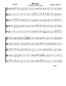 Partition , Ch io non t ami cor mioComplete score - original version (Tr T T T B), Madrigali a 5 voci, Libro 2
