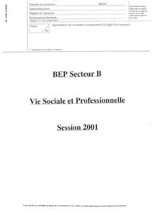Vie sociale et professionnelle (VSP) 2001 BEP - Distribution et magasinage