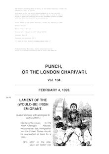 Punch, or the London Charivari, Volume 104, February 4, 1893