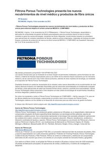 Filtrona Porous Technologies presenta los nuevos recubrimientos de nivel médico y productos de fibra únicos