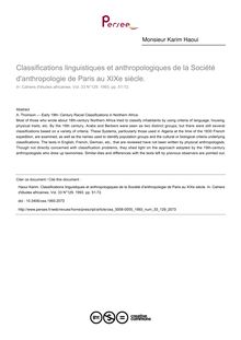 Classifications linguistiques et anthropologiques de la Société d anthropologie de Paris au XIXe siècle. - article ; n°129 ; vol.33, pg 51-72