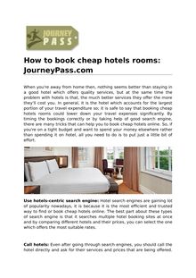 Booking cheap hotels rooms with JourneyPass