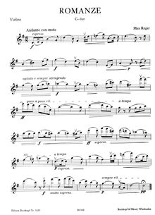 Partition de violon, Romanze pour violon et Piano en g major (1902)