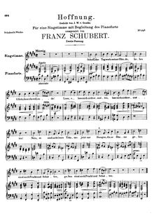 Partition 2nd version, Hoffnung, D.295, Hope, Schubert, Franz