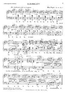 Partition complète, 10 Little pièces, Op.44, Reger, Max