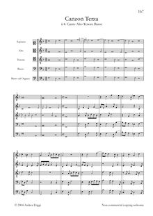 Partition complète, Canzon Terza à , Canto Alto ténor Basso, Frescobaldi, Girolamo