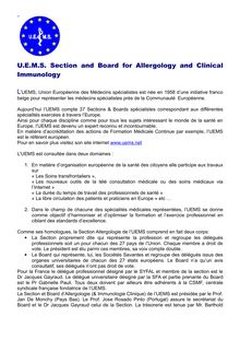 U.E.M.S. Section and Board for Allergology and Clinical Immunology