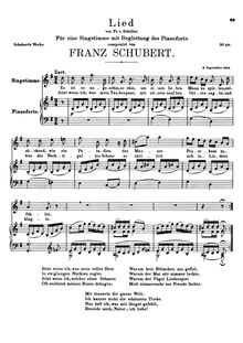 Partition complète, Es ist so angenehm, Lied, Schubert, Franz