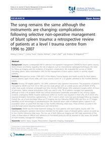 The song remains the same although the instruments are changing: complications following selective non-operative management of blunt spleen trauma: a retrospective review of patients at a level I trauma centre from 1996 to 2007