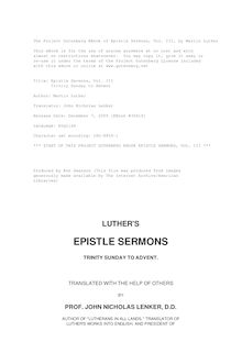 Epistle Sermons, Vol. III - Trinity Sunday to Advent