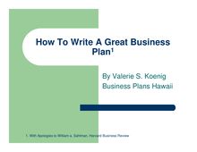 How To Write A Great Business Plan1