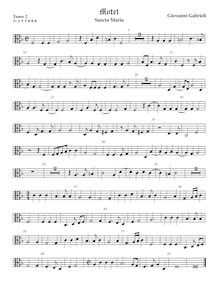 Partition ténor viole de gambe 3, alto clef, Sancta Maria à 7, Gabrieli, Giovanni
