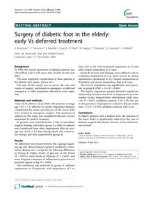 Surgery of diabetic foot in the elderly: early Vs deferred treatment