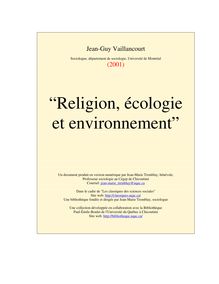 Religion, écologie et environnement.