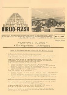 BIBLIO-FLASH N°9 1988. Marchés publics -Entreprises publiques