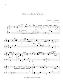 Partition Allemande du 4e Ton, Pièces de clavecin du manuscrit Bauyn