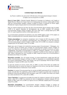 CPBilanAFII 2009 - COMMUNIQUE DE PRESSE La France confirme son ...