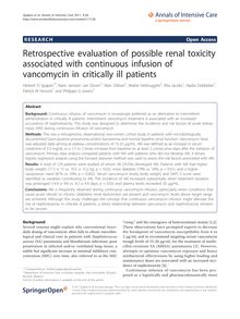 Retrospective evaluation of possible renal toxicity associated with continuous infusion of vancomycin in critically ill patients