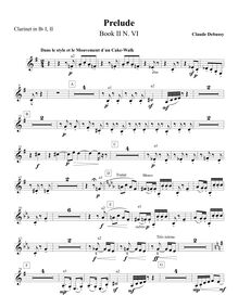Partition clarinette 1/2 (B♭), préludes (Deuxième livre), Debussy, Claude