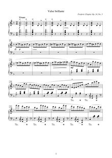 Partition , Waltz en F major, valses, Chopin, Frédéric