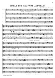 Partition choral Score, Simile est regnum caelorum, Morales, Cristóbal de