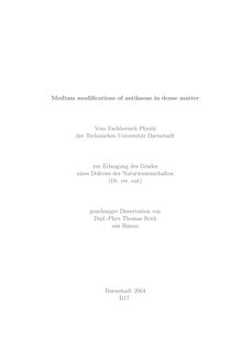 Medium modifications of antikaons in dense matter [Elektronische Ressource] / von Thomas Roth