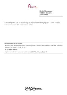 Les origines de la statistique pénale en Belgique (1795-1835) - article ; n°2 ; vol.22, pg 127-153