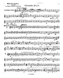 Partition clarinette 2 (en C), Künstlerleben, Op.316, Artist s Life